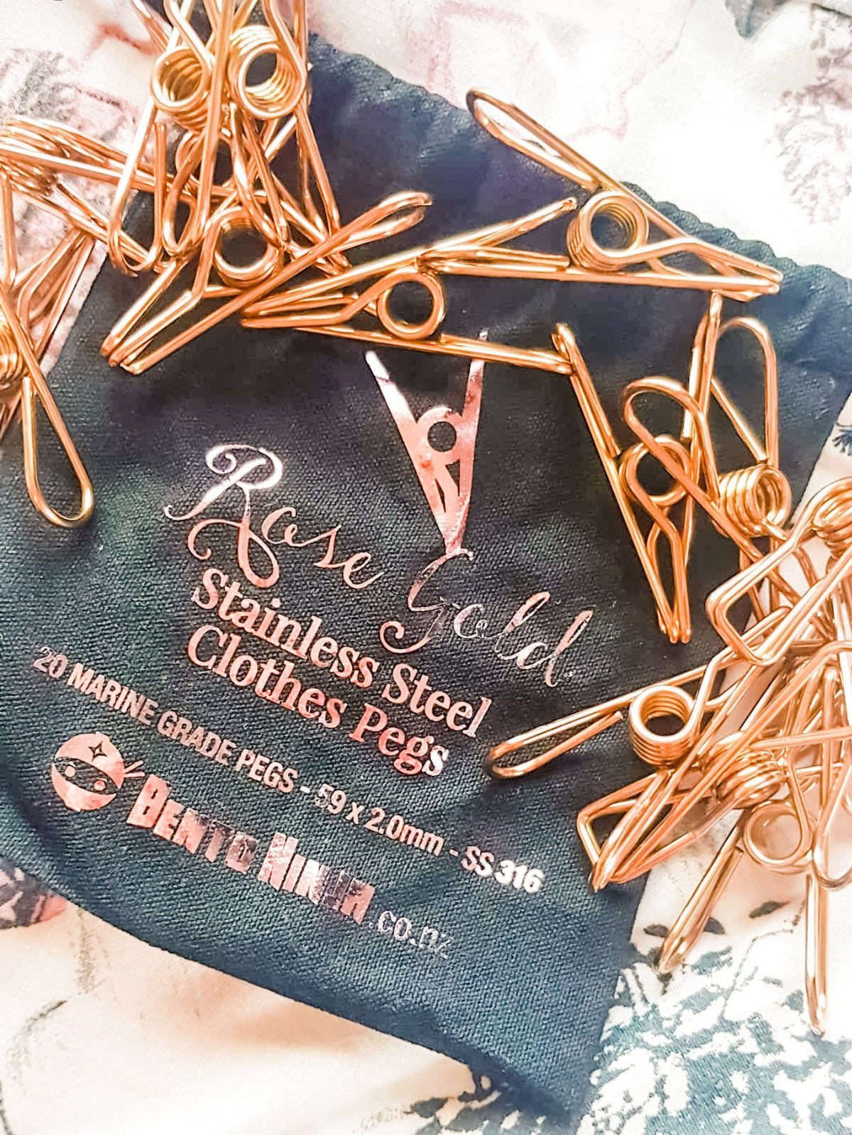 Stainless Steel Rose Gold Clothes Pegs 20pc